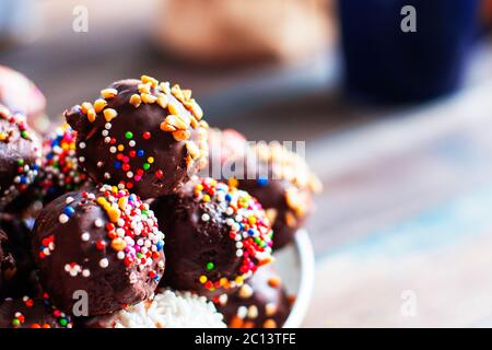 chocolat coloré dans les restaurants. Banque D'Images