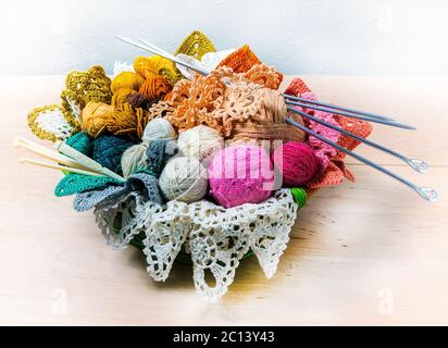 wool balls for knitting Banque D'Images