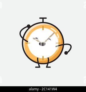 Illustration du joli personnage de la mascotte d'horloge Vector dans un style de conception plate Illustration de Vecteur