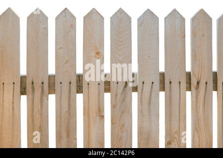 Clôture en bois isolée sur fond blanc Banque D'Images
