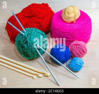 wool balls for knitting Banque D'Images