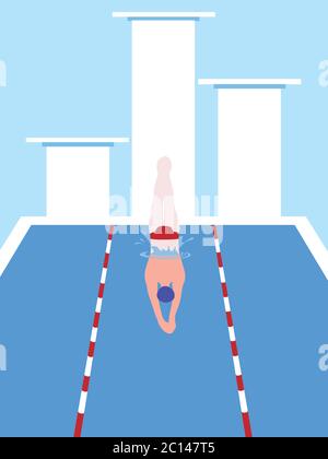illustration de l'homme isolé et d'une piscine Illustration de Vecteur