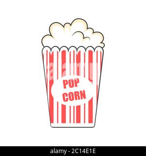 Boîte de l'icône pop corn. En-cas de cinéma. Illustration de dessin animé vectoriel. Pop-corn graphique simple Illustration de Vecteur