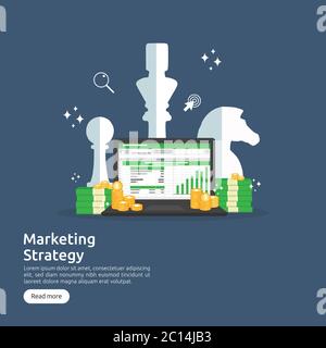 stratégie marketing, audit d'analyse de finance d'entreprise avec graphiques. Retour sur investissement concept de retour sur investissement. Augmenter les bénéfices en hausse. Bannière Illustration de Vecteur