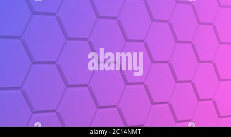 Fond bleu rose mauve polygone hexagone résumé modèle vide 3D Banque D'Images