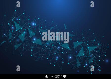 Fond abstrait géométrique et de la ligne connectée avec des points. Molécule de structure et de communication. Big La visualisation de données. La science médicale, de la technologie, Banque D'Images