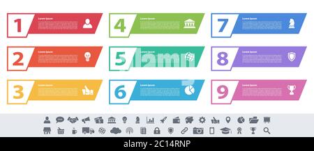 Infographic design business concept vector illustration avec 9 étapes ou options ou processus représentent le flux de travail ou d'un diagramme ou bannière bouton web Illustration de Vecteur