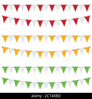 drapeaux de fête en blanc, en couleur Illustration de Vecteur