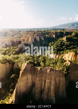 Balze Valdarno, canyon en Toscane, Italie. Banque D'Images