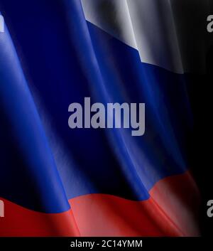 illustration 3d d'un gros plan du drapeau d'État de la Russie en mouvement vague-comme dans le vent Banque D'Images