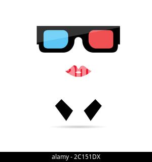 visage de femme avec lunettes de cinéma 3d illustration Illustration de Vecteur