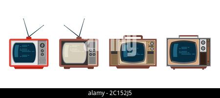 Illustration vectorielle d'un modèle TV rétro classique des années 80. Une variété de télévision électronique vintage. Objets électroniques classiques. Illustration de Vecteur