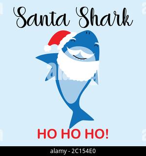 Illustration vectorielle Santa Shark avec une barbe. Idéal pour les t-shirts, les cartes, les affiches, etc Illustration de Vecteur