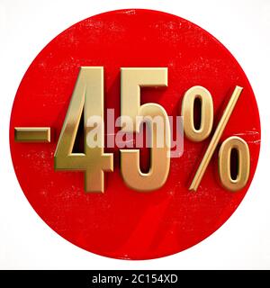 Or 45 % sur rouge Banque D'Images