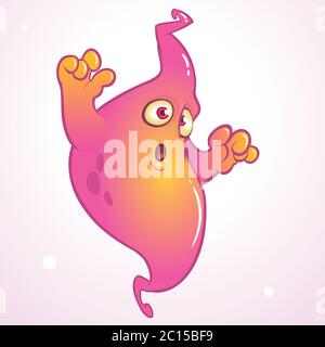 Cute cartoon fantôme. Vecteur Halloween monstre rose Illustration de Vecteur