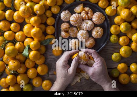 Petite mandarine pelée Banque D'Images