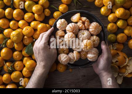 Petite mandarine pelée Banque D'Images