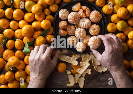 Petite mandarine pelée Banque D'Images