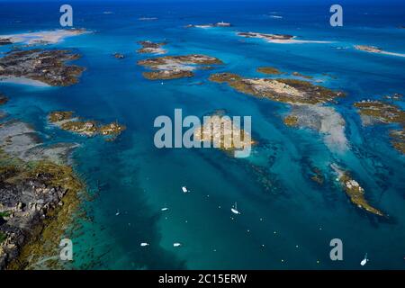 France, Normandie, département de la Manche, îles Chausey, vue aérienne Banque D'Images