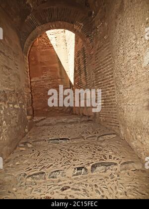 Détail de l'Alcazaba dans l'Alhambra, Grenade, Espagne. Banque D'Images