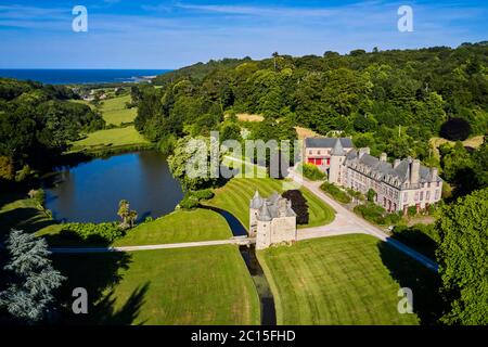 France, Normandie, département de la Manche, Urville-Nacqueville, château et parc de Nacqueville Banque D'Images