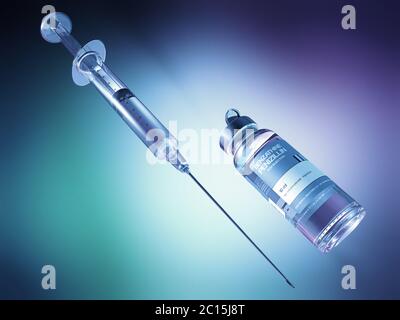 Seringue et un flacon de pénicilline ou ampoule - illustration 3d Banque D'Images