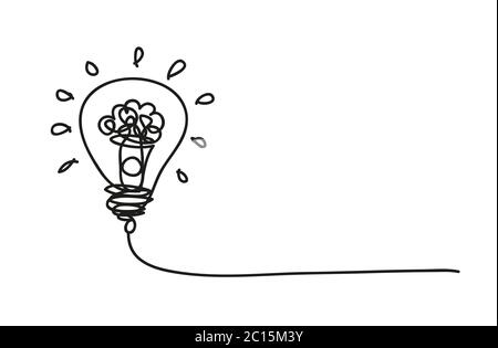Ampoule, style de dessin de ligne, conception vectorielle Illustration de Vecteur
