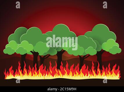 Vecteur de feux de forêt, Wildfire. Illustration de Vecteur