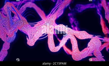 Chaîne d'acides aminés ou biomolécules appelée protéine - illustration 3d Banque D'Images