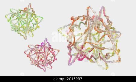 Chaîne d'acides aminés ou biomolécules appelée protéine - illustration 3d Banque D'Images