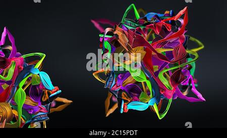 Chaîne d'acides aminés ou biomolécules appelée protéine - illustration 3d Banque D'Images