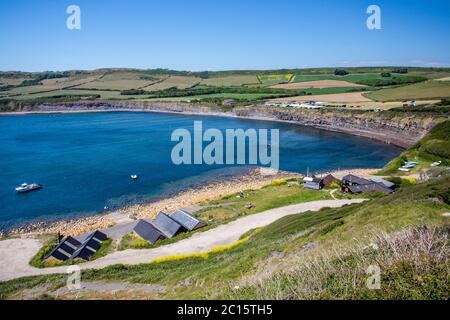 Baie de Kimmeridge et sentier côtier le long de la côte jurassique du Dorset Banque D'Images