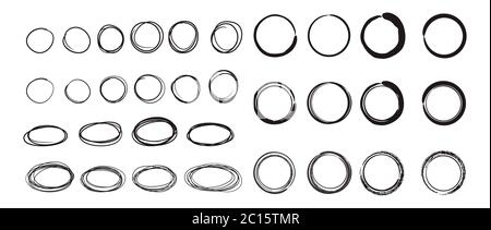 Esquisse de cercle et de ligne ovale dessinée à la main, conception vectorielle Illustration de Vecteur