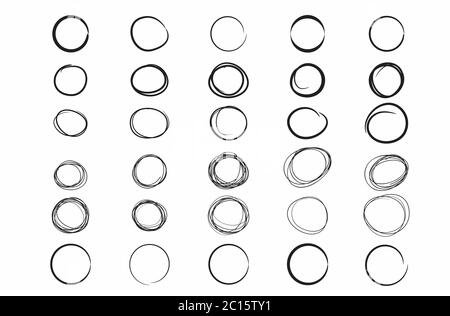 Esquisse de cercle et de ligne ovale dessinée à la main, conception vectorielle Illustration de Vecteur