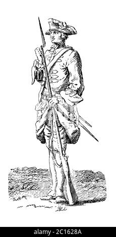 illustration du xviiie siècle de la posture liée à l'utilisation de l'arme (gravure antique). Publié dans 'A Diderot Pictorial Encyclopedia of Trades an Banque D'Images