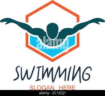 logo natation avec espace texte pour votre slogan / ligne de balise, illustration vectorielle Illustration de Vecteur