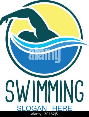 logo natation avec espace texte pour votre slogan / ligne de balise, illustration vectorielle Illustration de Vecteur