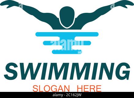 logo natation avec espace texte pour votre slogan / ligne de balise, illustration vectorielle Illustration de Vecteur