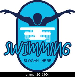 logo natation avec espace texte pour votre slogan / ligne de balise, illustration vectorielle Illustration de Vecteur