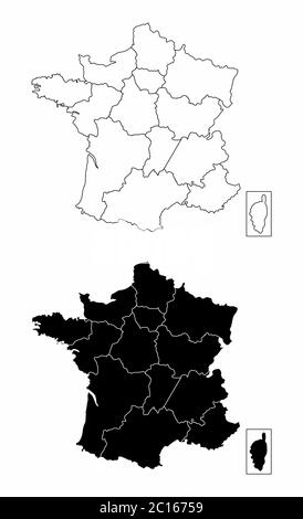 Carte de France avec les r gions noir blanc Image Vectorielle