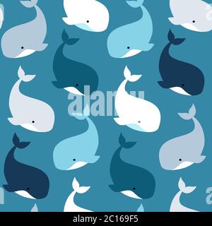 Motif puéril sans couture avec baleines. Texture créative dessinée à la main pour les enfants, pour le tissu, l'emballage, le textile, le papier peint et les vêtements. Illustration vectorielle Illustration de Vecteur