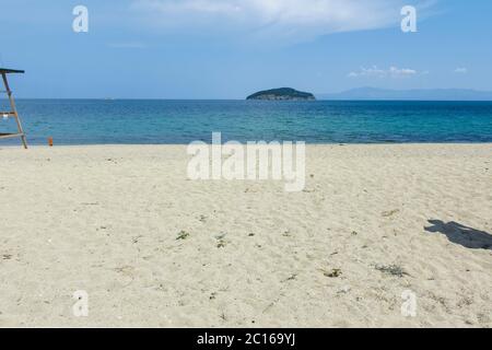 Panorama de la plage d'Iraklitsa, Macédoine orientale et Thrace, Grèce Banque D'Images