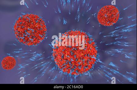 3d illustration d'anticorps anti-virus attaquant dans le sang de cellules Banque D'Images