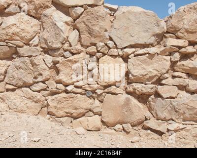 Mur de château de forteresse d'Hérode à Massada, Israël Banque D'Images