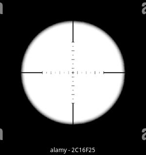 Portée du fusil de précision. Concentrez-vous sur la cible. Zoom optique binoculaire avec échelle de mesure. Illustration vectorielle Illustration de Vecteur