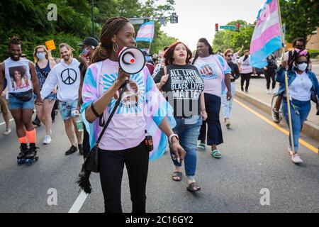 13 juin 2020. Roxbury, Massachusetts. Des milliers de personnes se sont rassemblées à Franklin Park pour une veillée afin de sensibiliser les gens aux droits transgenres des Noirs et de recueillir des fonds pour le Banque D'Images