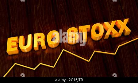 Écriture en or de l'indice boursier européen stoxx au-dessus d'un graphique linéaire simple - illustration 3d Banque D'Images