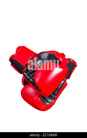 gants de boxe sur fond blanc. Banque D'Images