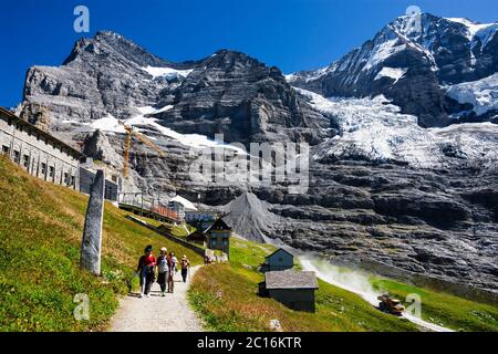 Gare d'Eigergletscher, entre Kleine Scheidegg et Jungfraujoch (le sommet de l'Europe), chemin de fer Jungfrau , Oberland bernois , Suisse Banque D'Images