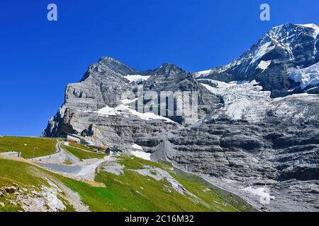 Gare d'Eigergletscher, entre Kleine Scheidegg et Jungfraujoch (le sommet de l'Europe), chemin de fer Jungfrau , Oberland bernois , Suisse Banque D'Images